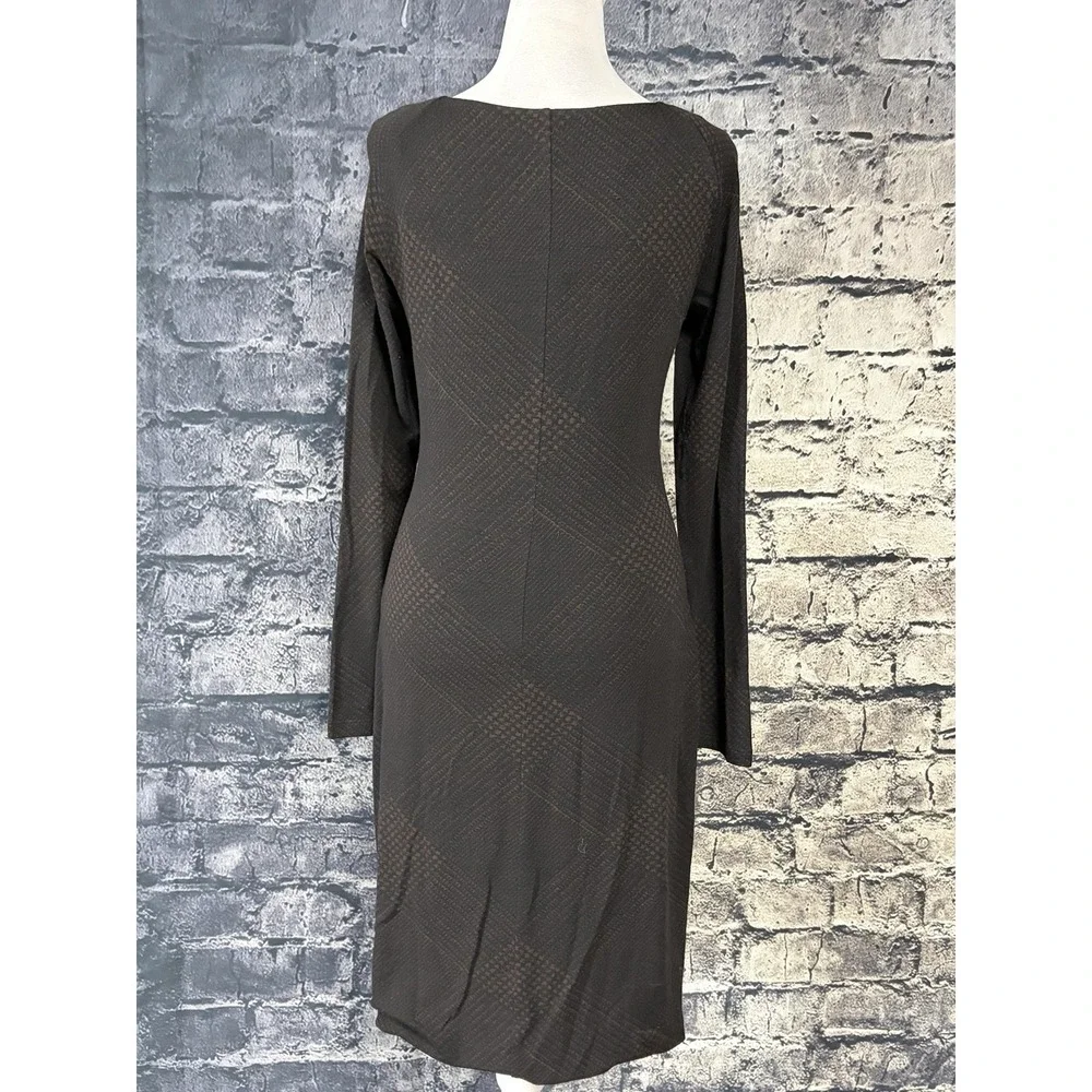 Max Mara Dress Womens‎ 44 Brown Wool Blend Wrap Sheath Long Sleeve Made Italy